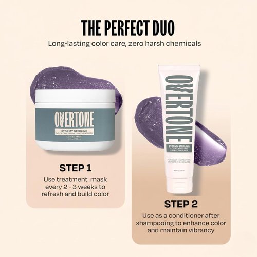 Overtone | Semi-Permanent Hair Color Conditioner - Stormy Sterling, 8 oz, Nourishing & Damage-Free Formula