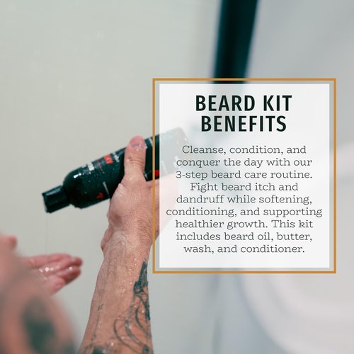 Live Bearded Complete Beard Grooming Kit - Wash, Conditioner, Butter and Oil - Made in the USA with All-Natural Ingredients - Mens Groom Set | Executive Scent - Cedar, Vanilla