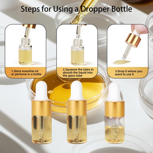 36 Piece Mini Glass Dropper Bottles Set, 3ml Mini Stratum Corneum Essential Oil Dropper Empty Bottles, Suitable for Essential Oil Perfume Cosmetic Liquid Travel Sample Containers (Transparent)