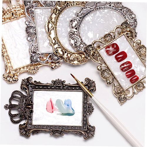 Nail Art Plate, 2 Pcs Nail Mixing Palette Polish Color Mixing Plate Nail Holder Nail Art Display Board, Nail Art Display Tools Photography Props(Sliver)