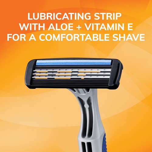 BIC Sensitive 3 Disposable Razors for Men With 3 Blades for Sensitive Skin, 12 Count Value Pack of Shaving Razors