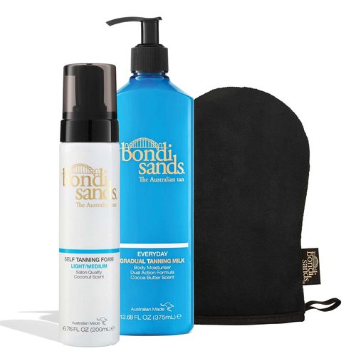 Bondi Sands Tan + Maintain Kit - Light/Medium Self Tanning Foam, Mitt & Gradual Tanning Milk