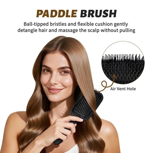 Balon Hair Brush Set - 4Pcs Detangling Paddle Brushes for All Hair Types | Wet & Dry Use