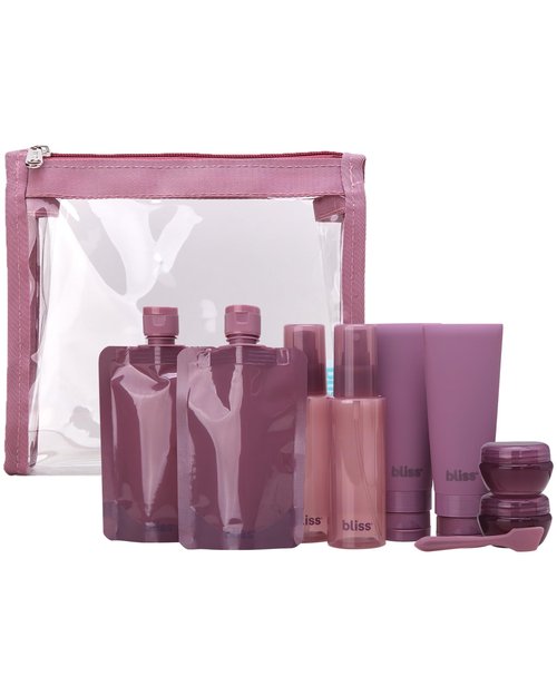 Bliss Travel Bottles Set - 10PC TSA Approved Leak Proof Refillable Travel Size Toiletries Containers for Shampoo Conditioner Lotion & Skincare, Size One Size, Mauve
