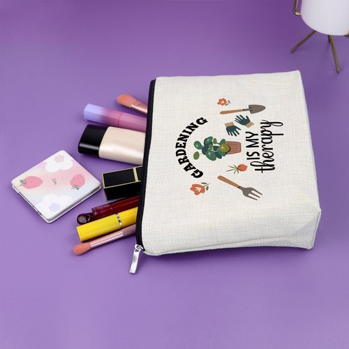 Sazuwu Gardening Gifts for Women Unique Makeup Bag Mom Birthday Gifts Gardener Cosmetic Bag Gardening Is My Therapy Funny Plant Lady Gifts Nature Lovers Gift Ideas Mothers Day Christmas Gifts