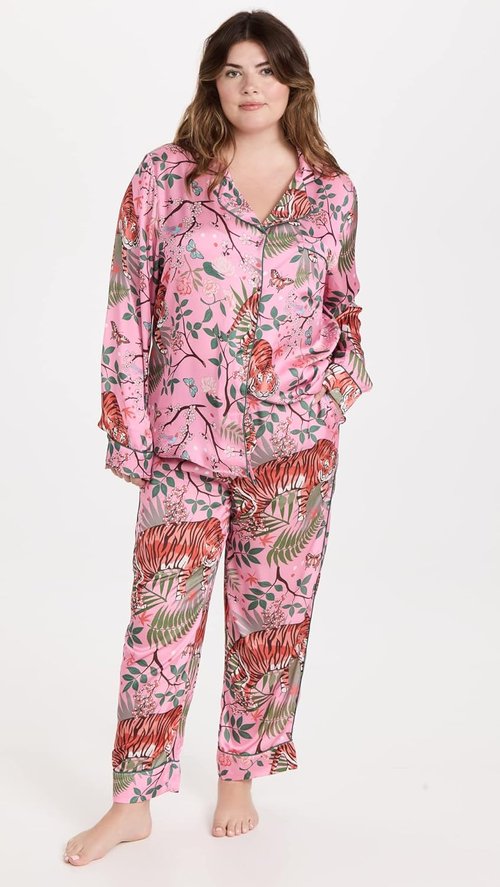Karen Mabon Women's Pajama Set - Tiger Blossom Design for Ultimate Comfort & Style