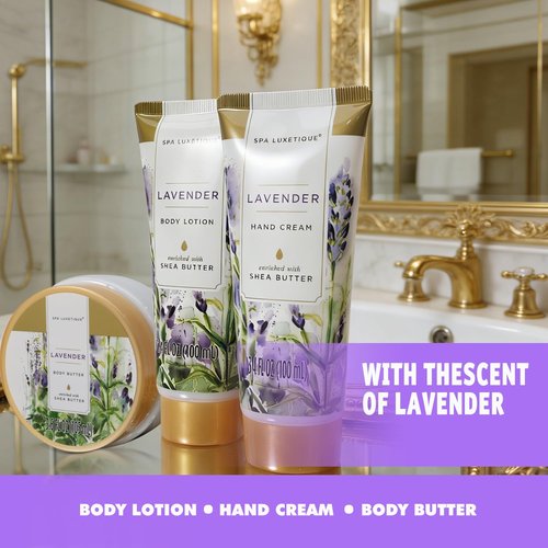Spa Luxetique Bath Sets for Women Gifts - 10 Pcs Lavender Spa Kit, Self Care Kit for Her, Birthday, Mother's Day, Anniversary, Holiday, Valentine's Day Gifts for Her, Mother, Girlfriends, Wife