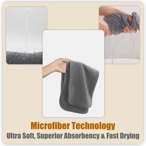 MAYOKEN® 12PCS U-Shaped Microfiber Facial Towels for Estheticians, Ultra-Soft & Absorbent Spa Towels for Massage, Facial Steam & Skincare (Gray)