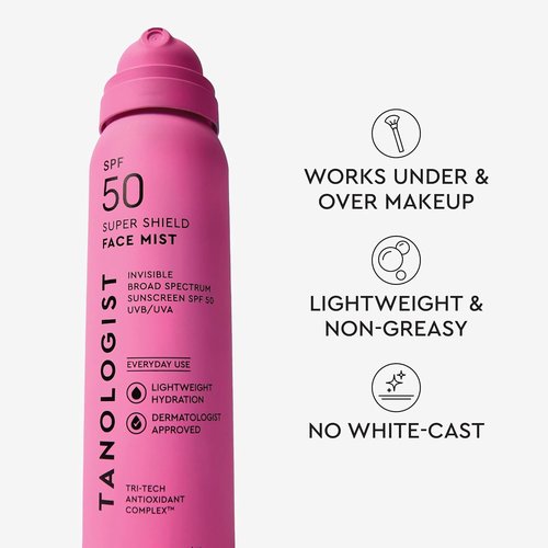 Tanologist SPF 50 Super Shield Face Mist - Lightweight Protection in 2.5 fl. oz/73 ml Bottle