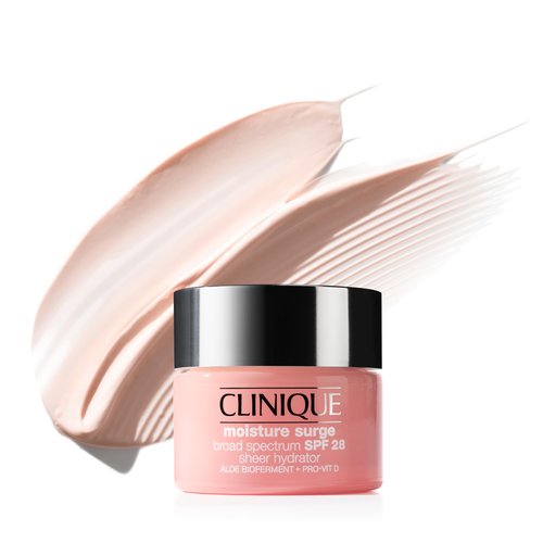 Clinique Moisture Surge Broad Spectrum SPF 28 Sheer Hydrator Face Moisturizer With Hyaluronic Acid, Aloe Bioferment + Provitamin D | Hydrating + Protecting, 1.7 Ounce