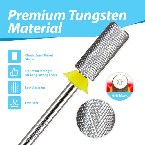 Professional Small Barrel Nail Drill Bit, Flat Top Tungsten Carbide 3/32", Two-Way Rotation E-File Bit for Soft & Hard Gel Removal, Acrylic Shaping Tool for Techs & Beginners, Extra Fine