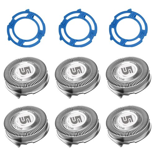 Philips Norelco SH50 Replacement Heads - 6-Pack with Blade Retaining Rings for 5000 Series