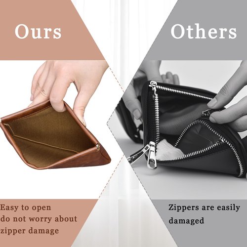 Hapforever 3PCS Pouchic Snap Closure Pouches, Pu Leather Small Makeup Bag for Purse Mini Cosmetic Bags for Travel Makeup Pouch Purse for Women Three Sizes Coin Purses Organizer Storage Pouch(Brown)