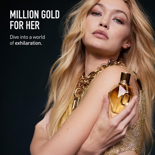 Rabanne Million Gold Eau de Parfum - Long-Lasting Refillable Women's Perfume with Sparkling Rose & White Flowers
