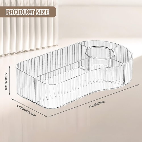 BVGDGSD Clear Makeup Organizer Countertop for Vanity Acrylic Skincare Storage and Make up Organization for Desk Cosmetic Display Case and Makeup Brush Holder for Bedroom,Bathroom,5 Compartments