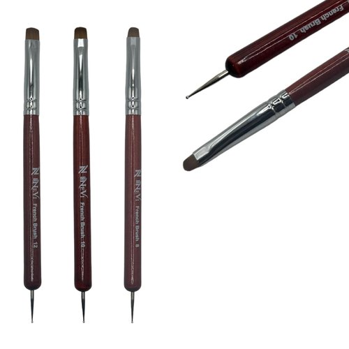 NEVI USA 2-Piece Sable Brush Set: Professional Acrylic French Manicure Clean-up Brush and Bend Nail Dotting Pen | Essential Tools for Precision Nail Art and Clean Cuticles (#10)