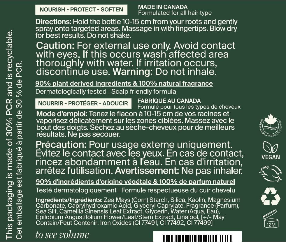 Voir Haircare Volumizing Dry Shampoo & Conditioner - Organic Powder with Willowherb & Green Tea | Travel Size 0.67 oz