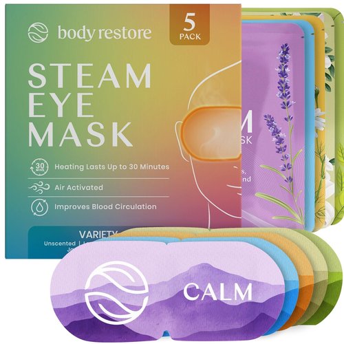 Body Restore Self Heating Warm Compress for Dry Eyes 5 Pack - Heated Eye Mask for Fast Relief, Birthday Gifts for Women, Men, Travel Essentials, Stye Eye Treatment, Eye Patch, Relaxation - Variety