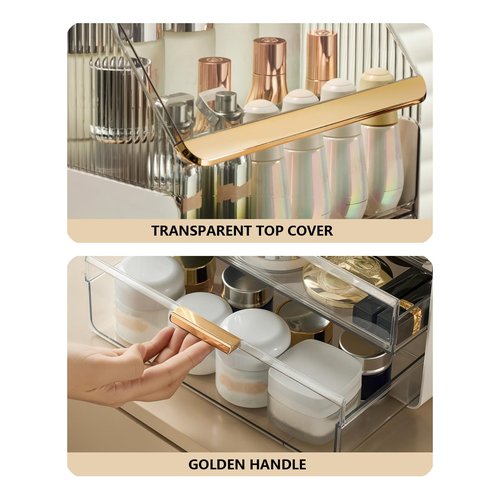 Omeily Large Makeup Organizer Countertop Vanity Organizer Cosmetic Organizer Makeup Storage Box Bathroom Counter Organizer Perfume Skincare Organizers Gift Women Girls Clear Design Easy Visibility