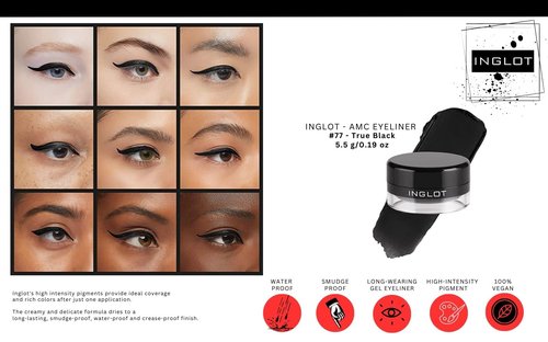 Inglot Eyeliner Bundle - AMC Eyeliner Gel 90, AMC Eyeliner Gel 77 and Brush 30T (3-piece)