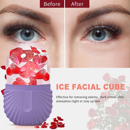 Joyeee 2Pcs Ice Face Roller, Reusable Silicone Mold Face Massage Eye Facial Beauty Skin Care Tools Apply Ice for Shrink Pores Anti Wrinkle Reduce Puffiness Improve Skin Elasticity, Seashell