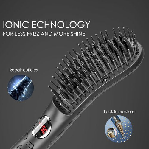 JINRI Volumizing Hair Iron, Hair Straightener Brush, Adjustable Temp, 360 ° Tail Rotation, Lasting Hair Volume, for Short Or Thin, Black