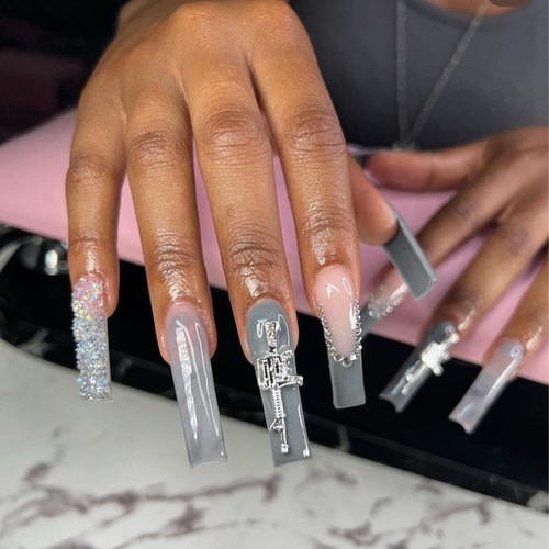 Gehaiwo 44PCS Gun Nail Charms Nail Art Rhinestone,Gold Silver Alloy Gun Dollar Sign Star Nail Decoration for Acrylic Nails, Nail Jewels Accessories for Nail Art Supplies DIY Nail Craft