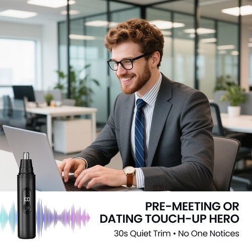 SUERBEATY Nose Hair Trimmer for Men Rechargeable, Electric Nose and Ear Hair Trimmer, Professional Nose Clipper, LED Display, Waterproof, Portable Travel Size, Painless, Black