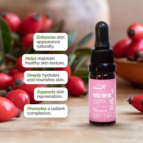 FUNAT 100% Pure Rosehip Oil - Nourishing Facial & Skin Moisturizer - 0.3 FL OZ