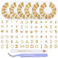 DANNEASY 6 Boxes Gold Nail Charms for Acrylic Nails Metal Hollow Nail Studs Heart Moon Star Cross Nail Art Charms Nail Jewels Charms for Nails 3d Nail Art Decoration