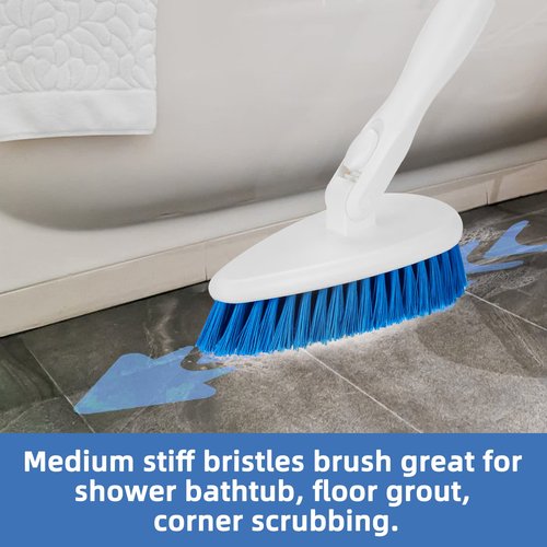 Qaestfy Shower Scrubber Cleaning Brush Combo Bath Tub Tile Cleaner Scrubber Brush with 51'' Adjustable Long Handle Scrub Brush for Bathroom Shower Bathtub Wall Mop Cleaning Scrubbing