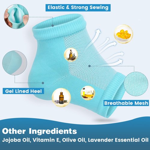 TEAWOO Moisturizing Toeless Socks for Cracked Heels - Heel Repair, Hydrate Dry Feet