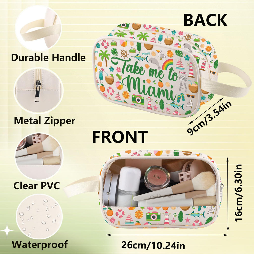 WZMPA Miami Florida Travel Cosmetic Bag Miami Souvenir Gifts Take Me To Miam Zipper Pouch Bag Miami City Trip Gift (To Miami -CMB)