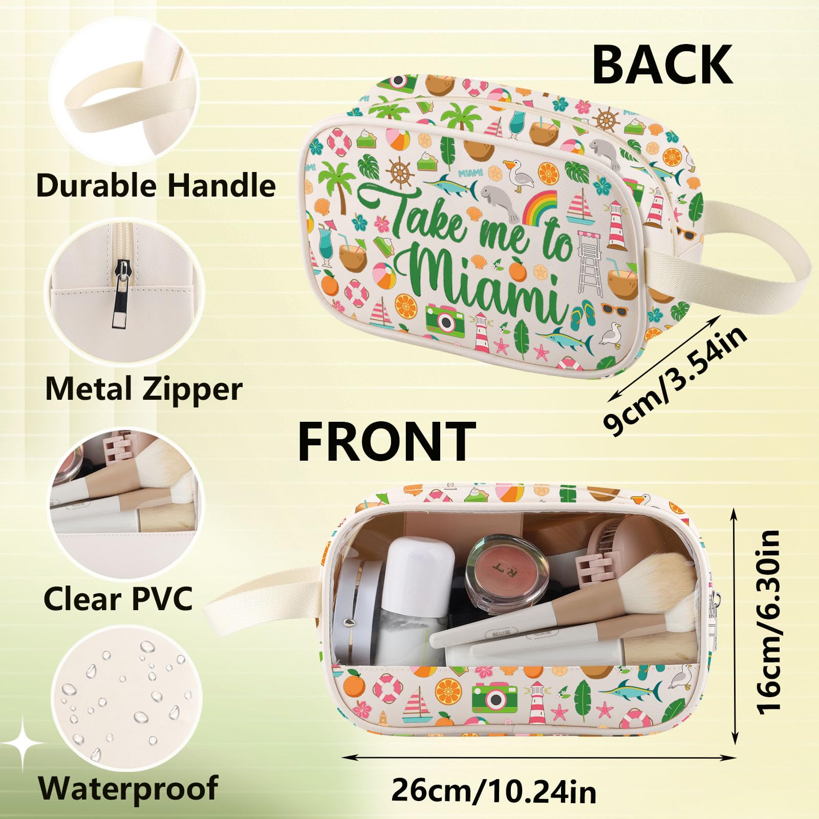 WZMPA Miami Florida Travel Cosmetic Bag Miami Souvenir Gifts Take Me To Miam Zipper Pouch Bag Miami City Trip Gift (To Miami -CMB)