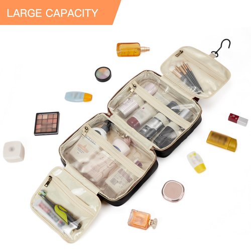 Telena Travel Toiletry Bag for Women with Hanging Hook, Water-resistant Cosmetic Bag Travel Organizer for Accessories, Toiletries, Shampoo