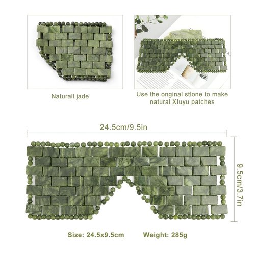 LazyGa Jade Eye Mask,Large Facial Cooling Mask with 100% Real Jade for Hot & Cold Therapy,Green Stone Facial Eyes Sleeping Mask Relief Eye Cover