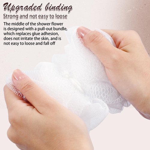 Suttmin 50 Pcs Loofah Sponge Bulk Mini Shower Sponge 3 Inch Loofahs Shower Pouf Mesh Shower Ball for Women Kids Men Exfoliating Bath Scrubber Travel Size Shower Gift(White)