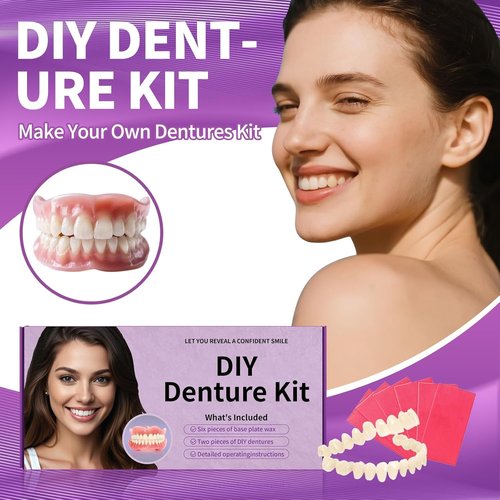 At-Home DIY Denture Kit: Full Set of Upper & Lower False Teeth for DIY Smile Transformation-LL01