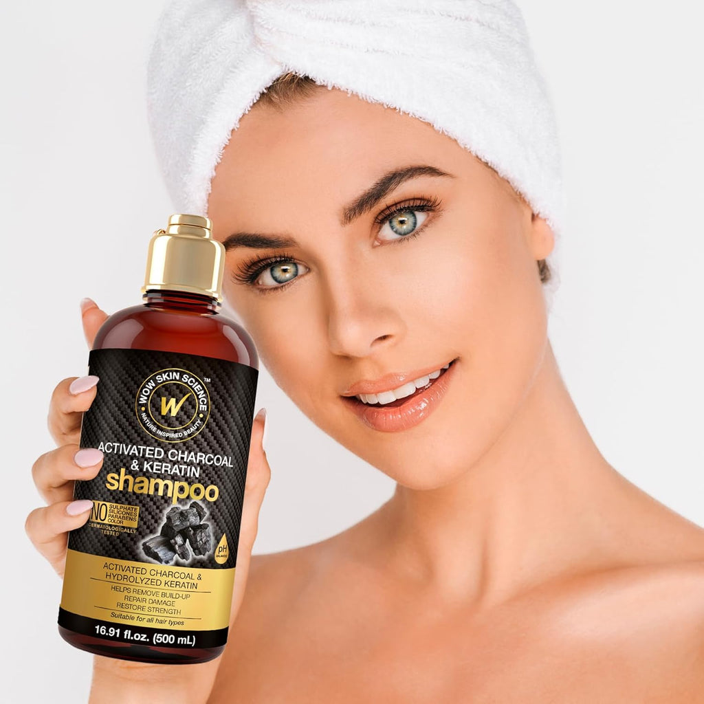 WOW Skin Science Activated Charcoal Shampoo - Deep Cleansing & Nourishing | 16.9 oz