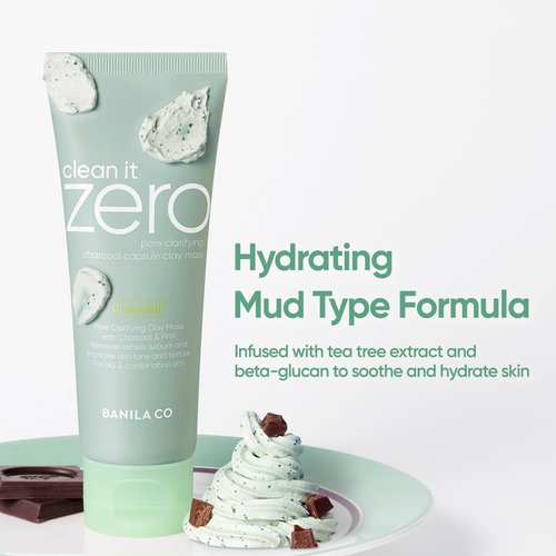 BANILA CO Clean It Zero Charcoal Capsule Pore Polish Mask | Gentle Exfoliating Facial Polish with Charcoal PHA Capsules & Green Clay | Korean Skincare for Oily & Sensitive Skin (100g / 3.53 oz)