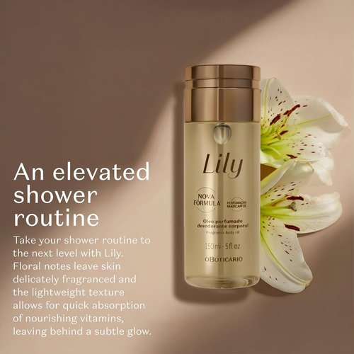 Lily Scented Body Oil - Lightweight, Fast-Absorbing Moisturizer | 5 Ounce Size