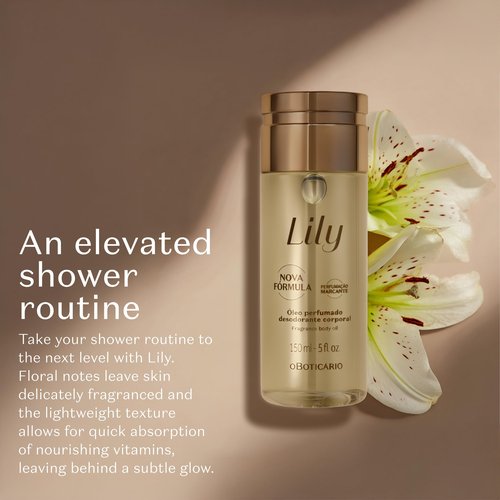 Lily Scented Body Oil, Lightweight and Fast Absorbing Moisturizing Body Oil, 5 Ounce
