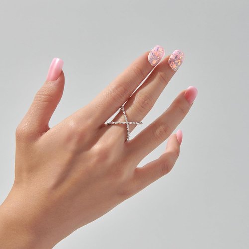 KISS imPRESS Press-On Nails - Dream It Up Design, Light Pink, Short Squoval Shape | 30 Nails & Accessories Included