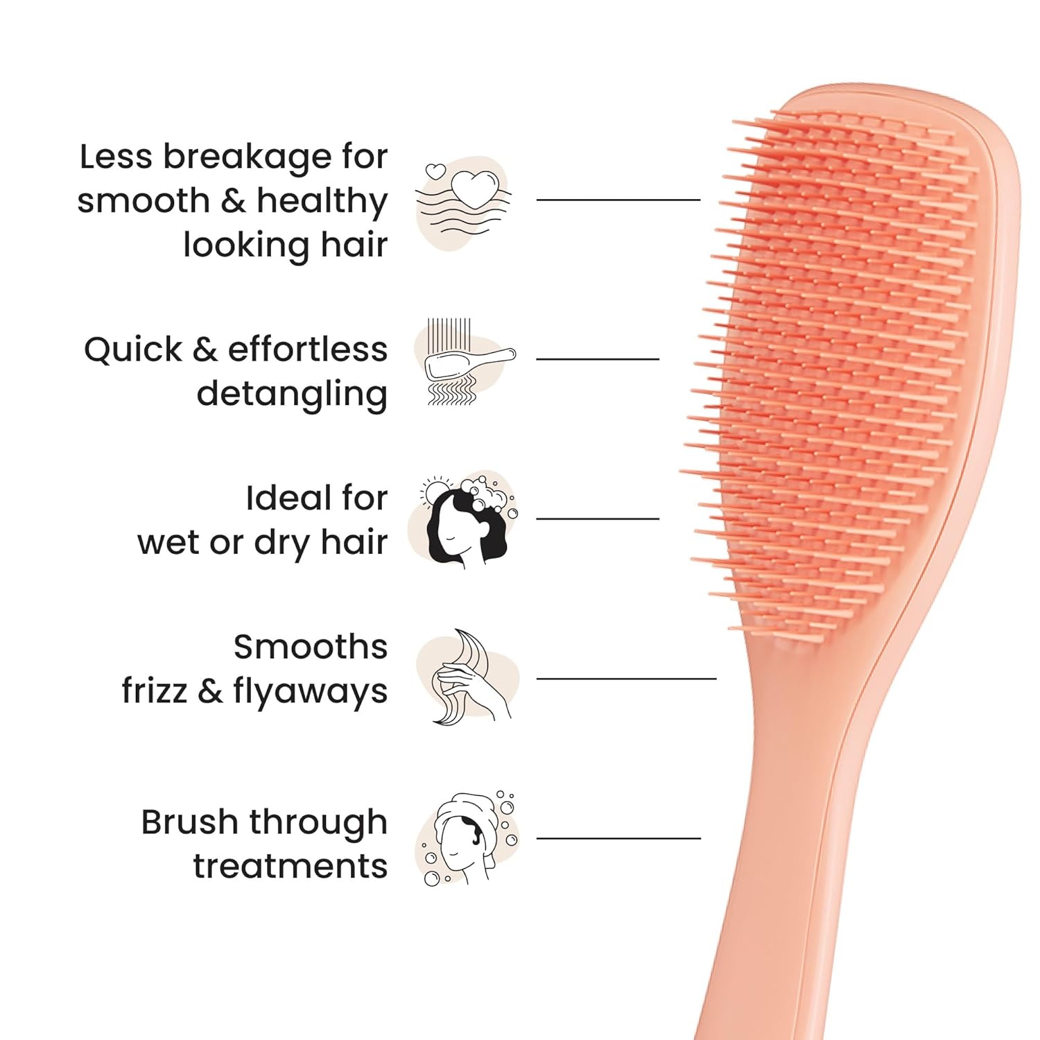 Tangle Teezer Ultimate Detangler Brush - Eliminates Knots & Reduces Breakage for Wet & Dry Hair | Apricot