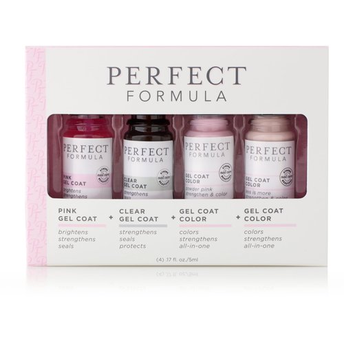 Perfect Formula Gel Coat Manicure Set - Nail Strengthener, Keratin Nail Treatment, Pink, Powder Pink, Taupe and Clear - Nail Strengthener for Damaged Nails - Made In The USA, 0.17 Fl Oz (4 Pieces)