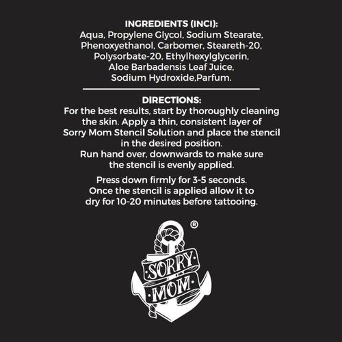 Sorry Mom Tattoo Stencil Gel Solution - Tattoo Transfer Gel for Tattooing - Long Lasting, Clear & Dark Stencils - The Original HOLD FAST - Developed in USA by Professionals (3.4 oz)