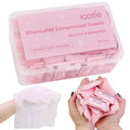 ICOTLE 50 Pcs Compressed Towels Disposable Cotton Coin Tissue Pack, Portable Face Cloths, Soft Thick Expandable Wash Towels for Travel, Home, Camping, Outdoor, Gym, Makeup Removal