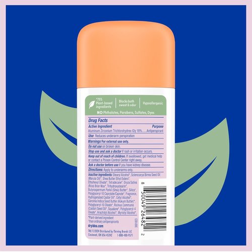 Dry Idea Plant Based Antiperspirant with Aluminum Sweat Blockers Invisible Solid Deodorant for Women – Fresh Breeze Scent, 2X Longer Sweat Protection, 72Hr Sweat & Odor Control for Sensitive Skin, 3pk