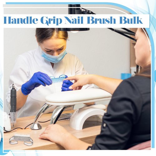 Bokon 400 Pcs Handle Grip Nail Brush Bulk Fingernail Scrub Brush for Toes and Nails Cleaner, Pedicure Scrubbing Tool Kit for Men and Women(Blue and White)
