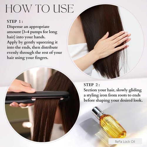 Re-Fa Lock Oil Light | Japanese Hair Styling Oil for Heat Protection, Shine & Lightweight Hold | Anti-Frizz, Curl Enhancer, Straightener Prep | Botanical Hair Serum 100ml